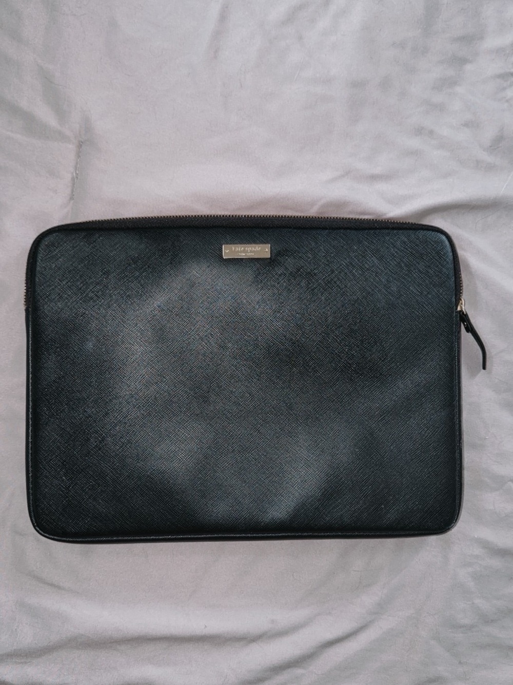 kate spade Black Textured Saffiano Leather Laptop Sleeve
